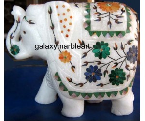 Semi-precious stones inlaid elephant ht 5" e-513